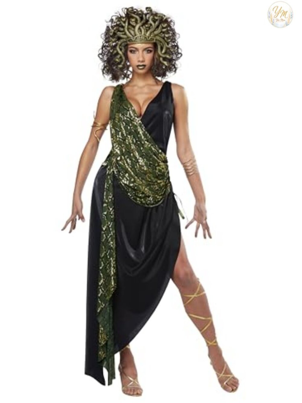 Medusa Costume Dress with Adjustable Skirt & Snake Headpiece